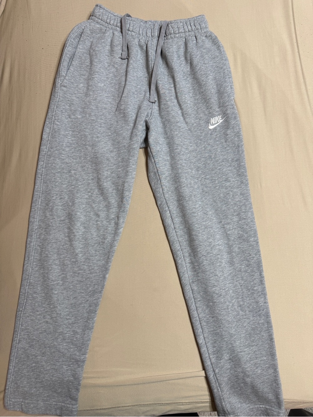 Nike Light Gray Fleece Joggers with White Swoosh
